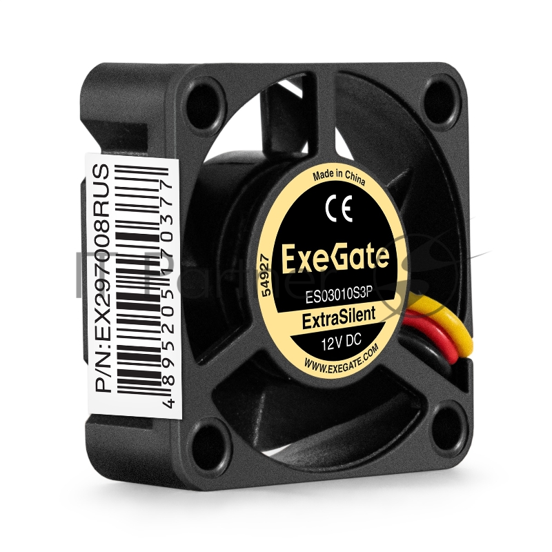 Вентилятор для корпуса ExeGate ExtraSilent ES03010S3P черный, 30 мм, 10000 об/мин, 27 дБ, 3 pin