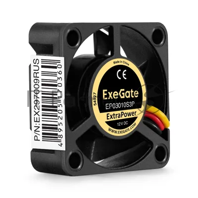 Вентилятор для корпуса ExeGate ExtraPower EP03010S3P черный, 30 мм, 10500 об/мин, 29 дБ, 3 pin