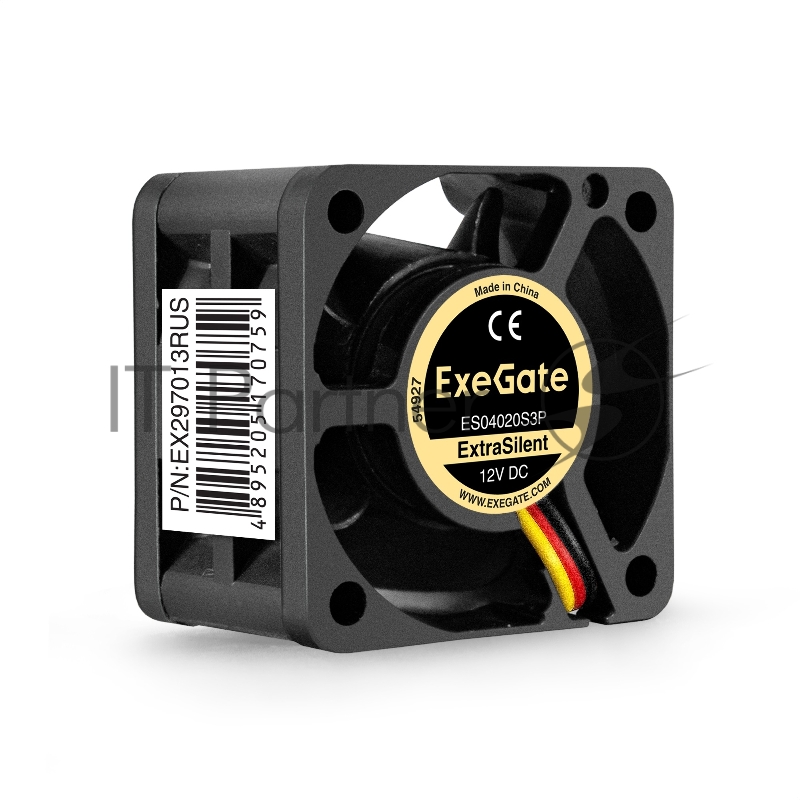 Вентилятор для корпуса ExeGate ExtraSilent ES04020S3P черный, 40 мм, 6300 об/мин, 28 дБ, 3 pin