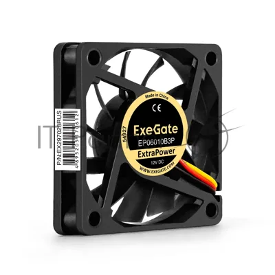 Вентилятор для корпуса ExeGate ExtraPower EP06010B3P черный, 60 мм, 3000 об/мин, 24 дБ, 3 pin