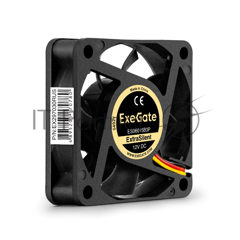 Вентилятор для корпуса ExeGate ExtraSilent ES06015B3P черный, 60 мм, 2500 об/мин, 17 дБ, 3 pin