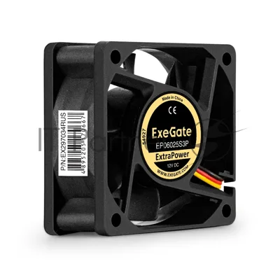 Вентилятор для корпуса ExeGate ExtraPower EP06025S3P черный, 60 мм, 4500 об/мин, 31 дБ, 3 pin