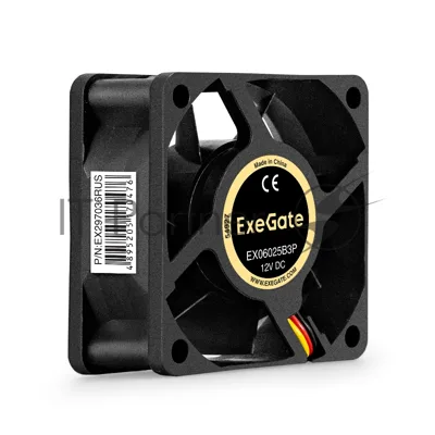Вентилятор для корпуса ExeGate EX06025B3P черный, 60 мм, 3500 об/мин, 25 дБ, 3 pin