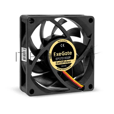 Вентилятор для корпуса ExeGate ExtraPower EP07015B3P черный, 70 мм, 3100 об/мин, 28 дБ, 3 pin