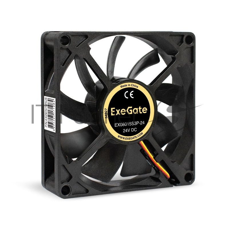 Вентилятор для корпуса ExeGate EX08015S3P-24 черный, 80 мм, 2500 об/мин, 30.1 дБ, 3 pin