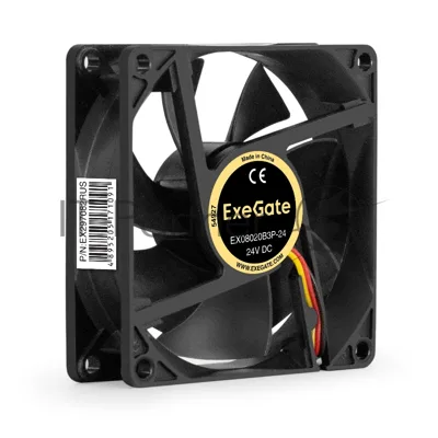 Вентилятор для корпуса ExeGate EX08020B3P-24 черный, 80 мм, 4000 об/мин, 42.3 дБ, 3 pin