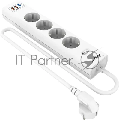 Сетевой фильтр Philips CHP8246WB/51 3м, 4 розетки, белый