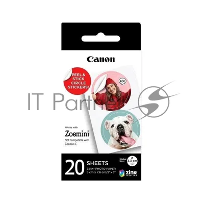 Наклейки Canon ZINK ZP-2030-2C-20 (2 круга) 4967C003/20л./белый для сублимационных принтеров