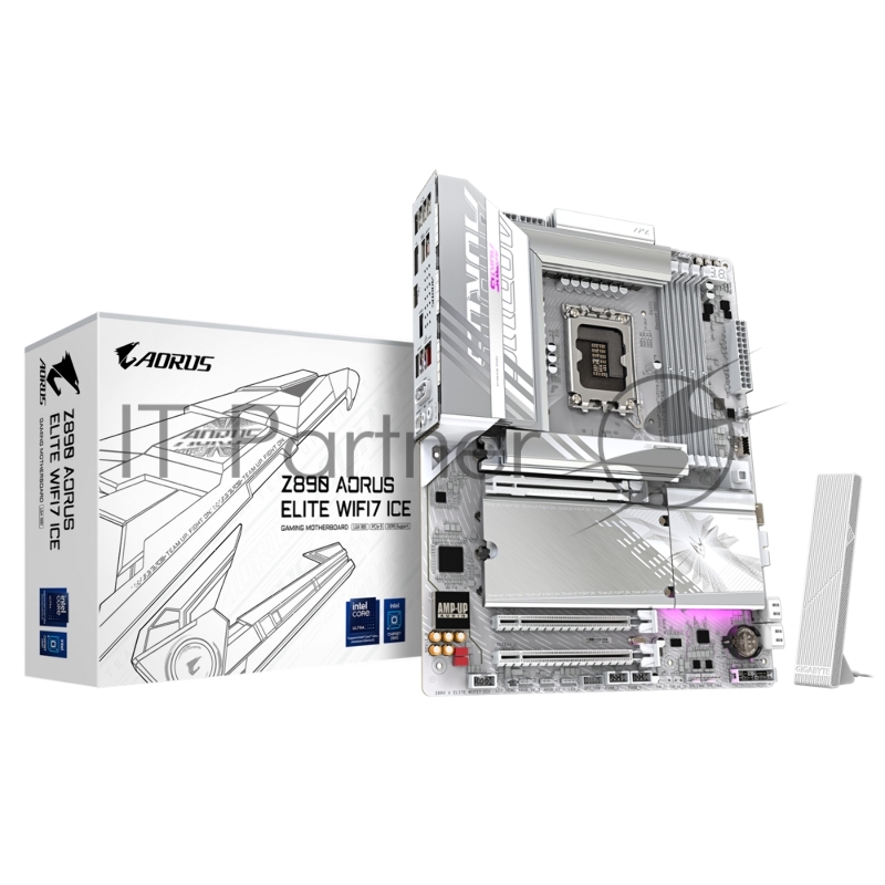 Материнская плата GIGABYTE Z890 AORUS ELITE WIFI7 ICE, LGA1851, Intel Z890, 4xDDR5, 4xSATA, 4xM.2, 1xPCIe 5.0 x16, DisplayPort, USB Type-C, 1x2.5Gb LAN, Thunderbolt, 2x3.5 мм, 7.1, ATX