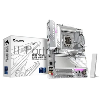 Материнская плата GIGABYTE Z890 AORUS ELITE WIFI7 ICE, LGA1851, Intel Z890, 4xDDR5, 4xSATA, 4xM.2, 1xPCIe 5.0 x16, DisplayPort, USB Type-C, 1x2.5Gb LAN, Thunderbolt, 2x3.5 мм, 7.1, ATX