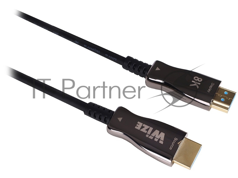 Кабель HDMI Wize AOC-8K-HM-HM-15M оптический, 15 м, 8K/60HZ 4:4:4, v.2.1, ARC, 19M/19M, HDCP 2.2, Ethernet, черный, коробка