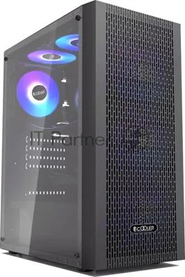 Корпус без блока питания PCCOOLER MA100 MESH BK, Mesh Mid Tower, черный, TG, 0.4 SPCC, 3x120мм ARGb ATX, mATX, mITX 160/310/180мм 2x2.5", 2x3.5", 7xPCI 1xUSB-A 3.0, 2xUSB-A 2.0 360x200x446mm