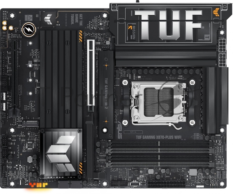 Материнская плата ASUS TUF GAMING X870-PLUS WIFI, AM5, AMD X870, 4xDDR5, 2xSATA, 4xM.2, 1xPCIe 5.0 x16, HDMI, USB Type-C, 1x2.5Gb LAN, Wi-Fi 7, Bluetooth, 5x3.5 мм, 7.1, ATX