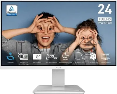 Монитор 23.8" MSI Pro MP2412W VA LED 1920x1080, 100 Гц, 250 кд/м², 16:9, 1xHDMI, 1xDP, белый