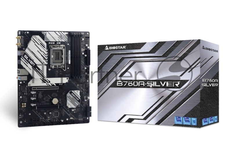 Материнская плата Biostar B760A-SILVER, LGA1700, Intel B760, 4xDDR5, 4xSATA, 3xM.2, 1xPCIe 5.0 x16, DisplayPort, HDMI, 1x2.5Gb LAN, USB Type-C, 3x3.5 мм, 7.1, ATX