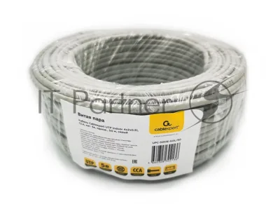 Кабель Cablexpert UPC-5051E-SOL/50, UTP indoor 4x2x0.51, CCA, кат.5е, однож., 50м, серый