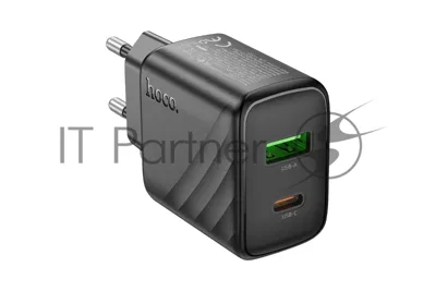 Сетевое зарядное устройство Hoco 30Вт, 3А, QC3.0/PD, 1хUSB, 1хType-C, CS23A, черный, коробка