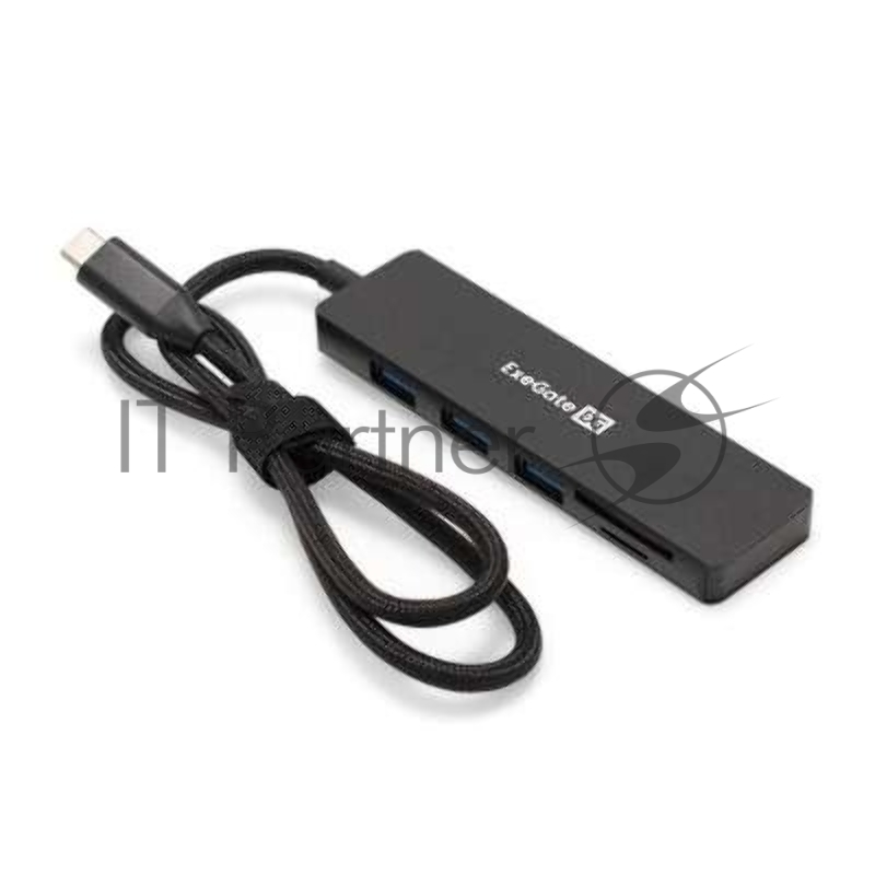 USB-концентратор 4-в-1 ExeGate DUB-2213C/CR (кабель-адаптер USB Type-C --> 2xUSB2.0+ 1xUSB3.0+Card Reader, Plug&Play, черный)