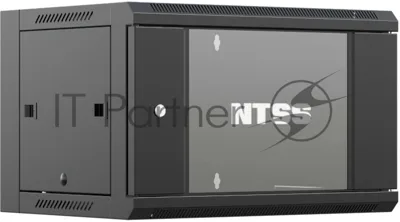 Шкаф коммутационный NTSS (NTSS-W9U6060GS-BL) настенный 9U 570x600мм пер.дв.стекл 60кг черный 22кг