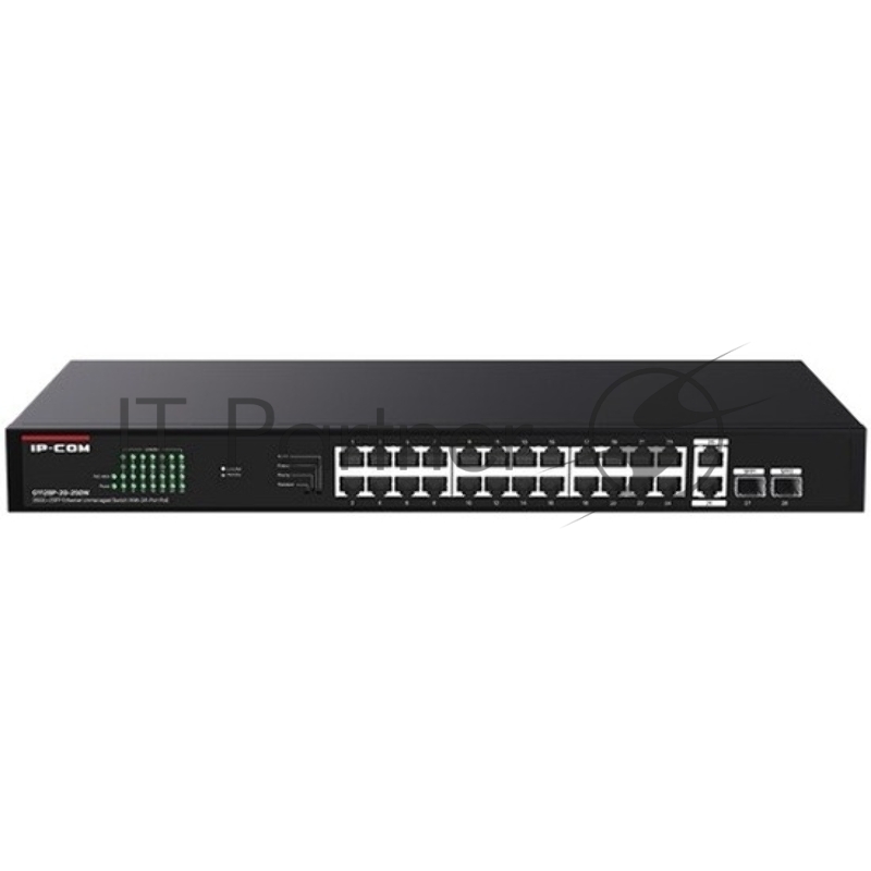Коммутатор IP-COM G1128P-24-250W, 24×1 Гбит/с PoE + 2×1 Гбит/с + 2×1 Гбит/с SFP, неуправляемый