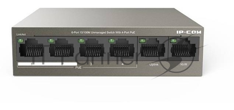 Коммутатор IP-COM F1106P-4-63W, 6×100 Мбит/с, неуправляемый