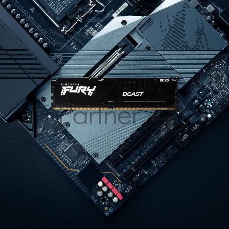 Оперативная память Kingston Fury Beast, DDR5, 32GB (1x32GB), 6000MHz, CL30, DIMM, с радиатором, черный