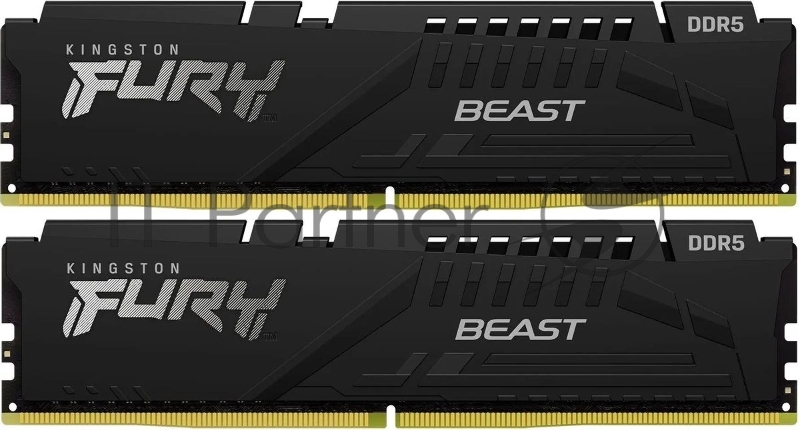Оперативная память Kingston Fury Beast, DDR5, 64Gb (2x32Gb), 6000MHz, CL30, DIMM, с радиаторами, черный