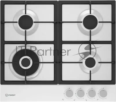 Газовая варочная поверхность Indesit THPM 642 WS/WH/I, 4 конфорки, эмалированная сталь, 7800 Вт