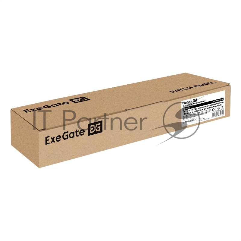 Патч-панель модульная ExeGate EPPB-19-24 (19", UTP, 24 port, наборная, неэкранированная, 1U, RoHS, с кабельным органайзером, Black, RTL)