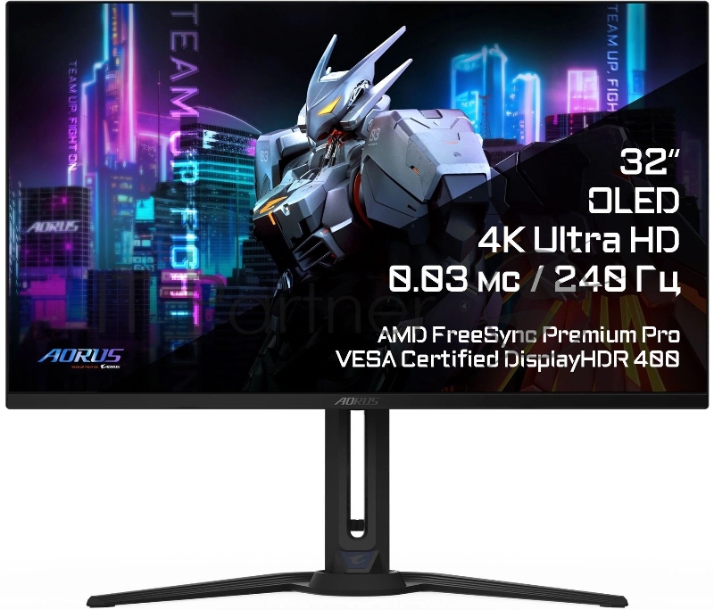 Монитор 31.5" GIGABYTE AORUS FO32U2 QD-OLED 3840x2160, 240 Гц, 0.03 мс, 16:9, 1000 кд/м², 2xHDMI, DisplayPort, HDR, FreeSync Premium Pro, Flicker Free, черный