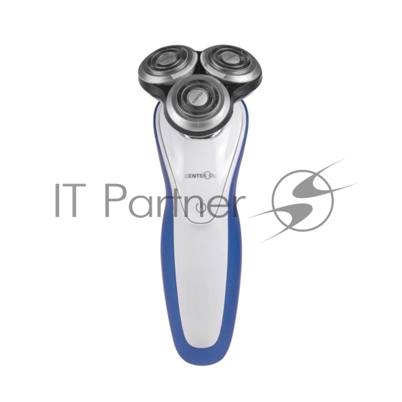 Электробритва Centek CT-2152 (сер/бел/син) 5 ВТ, 3 плав. головки, аккумулятор+работа от сети