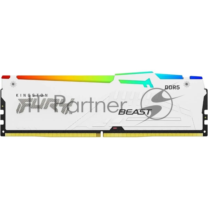 Оперативная память Kingston Fury Beast, DDR5, 16Gb (1x16Gb), 6400MHz, CL32, DIMM, с радиатором, RGb, белый