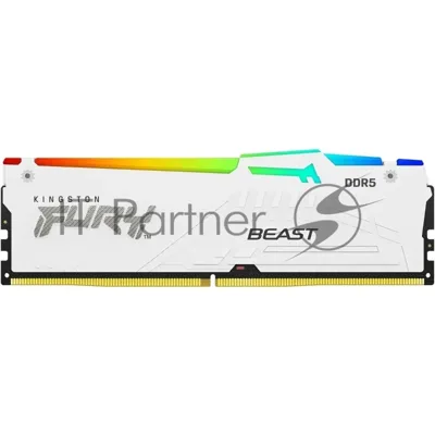 Оперативная память Kingston Fury Beast, DDR5, 16Gb (1x16Gb), 6400MHz, CL32, DIMM, с радиатором, RGb, белый