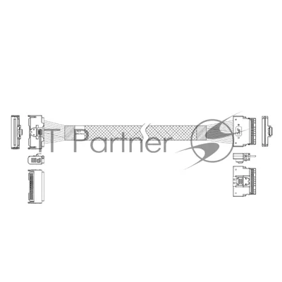 Кабель Amphenol RMC74-5874, MCIO x8 74P (прямой Straight Type) TO Slimline SAS x8 74P (SFF8654, прямой Straight Type), 85 Ohm, L:100 см