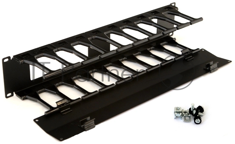 Органайзер Hyperline CMF-2U-FPL106-MCOV-RAL9005 Кабельный организатор с крышкой, глубина 106 мм, 19";, 2U 