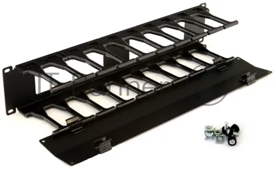 Органайзер Hyperline CMF-2U-FPL106-MCOV-RAL9005 Кабельный организатор с крышкой, глубина 106 мм, 19";, 2U 