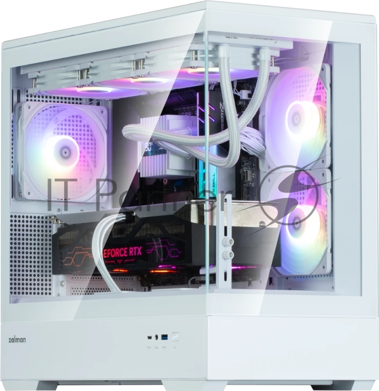 Компьютерный корпус ZALMAN P30 V2, MATX, белый, WINDOW, 2x3.5", 3x2.5", 1xUSB TYPE-C, 1xUSB 3.0, SIDE 2x120мм ARGb, REAR 1x120мм ARGb, VGA support