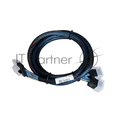 Кабель Amphenol RSL74-B937 Slimline SASx8 (SFF8654) -to- 2 SAS HD x4 (SFF8643 SAS Connections), 100CM, (аналог Broadcom 05-60003-00)