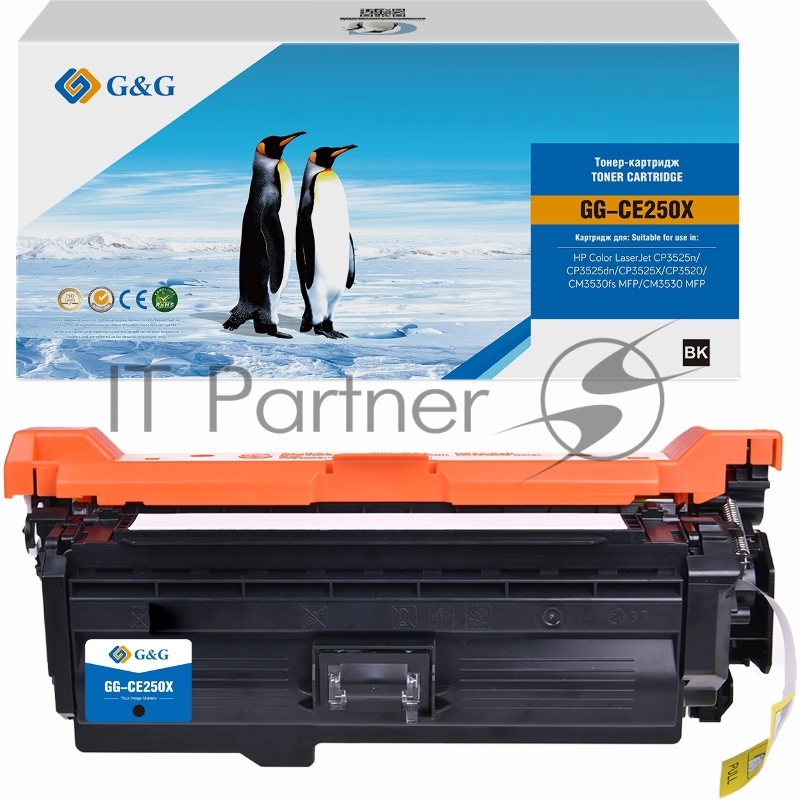 Картридж лазерный G&G GG-CE250X CE250X черный (10500 стр.) для HP CLJ CP3525n/CP3525dn/CP3525X/CP3520/CM3530fs MFP/CM3530 MFP