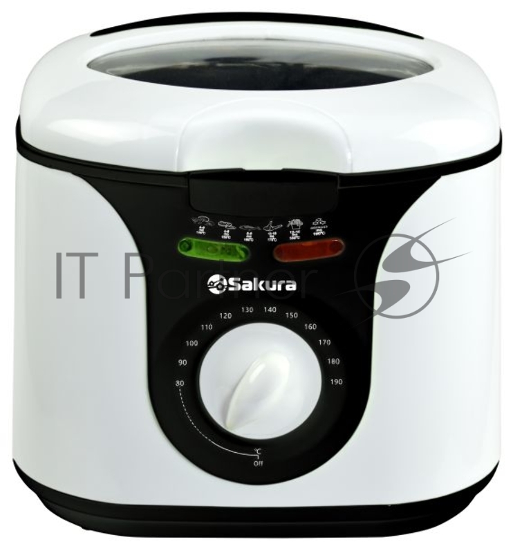 Фритюрница Sakura SA-7669BK белый/черный, 1300 Вт, 2.0 л, 1.0 кг, антипригарное покрытие, съёмная чаша