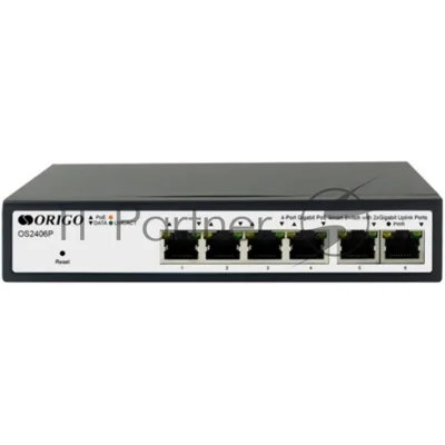 Коммутатор ORIGO OS2406P/60W/A1A, 4×1 Гбит/с PoE+ + 2×1 Гбит/с, настраиваемый