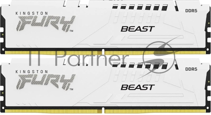 Оперативная память Kingston Fury Beast, DDR5, 32Gb (2x16Gb), 5600MHz, CL40, DIMM, с радиатором, белый