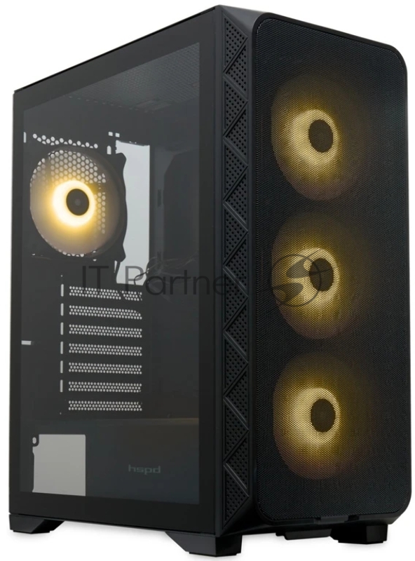 Компьютерный корпус HSPD M521, Mesh Mid Tower, черный, slide TG, 0.45 SPCC, 4x120мм ARGb ATX, mATX, mITX 160/330/184мм 2x2.5", -, 7xPCI 2xUSB-A 3.0, 1xUSB-A 1.0 390x200x449мм