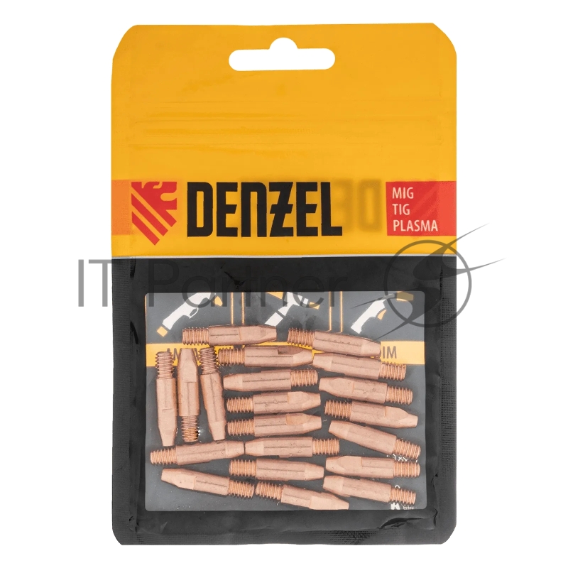 Токосъемный наконечник под проволоку Denzel 1,2 мм, М6х28, E-CU, 20 шт для MIG горелки тип 24