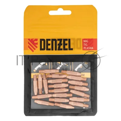 Токосъемный наконечник под проволоку Denzel 1,2 мм, М6х28, E-CU, 20 шт для MIG горелки тип 24