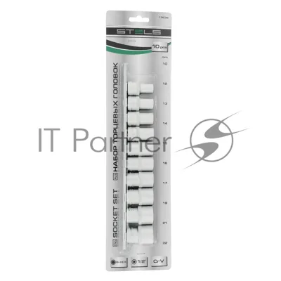 Набор торцевых головок, 1/2", 12-ти гр., CrV, 10 шт., 10-22мм Stels