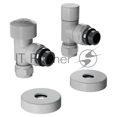 Набор термостатический угловой Royal Thermo Design Pro 15мм М30х1,5 (белый)