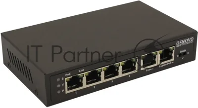 Коммутатор OSNOVO SW-20600/D, 5×100 Мбит/с PoE + 1×100 Мбит/с, неуправляемый