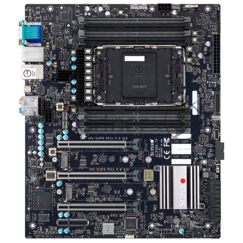 Материнская плата Supermicro MBD-X13SRA-TF-B, LGA 4677, Intel W790, 8xDDR5, 6xSATA, 2xM.2, 4xPCIe 5.0 x16, 1x10Gb LAN, 1x1Gb LAN, 6xUSB, 7.1, CEB