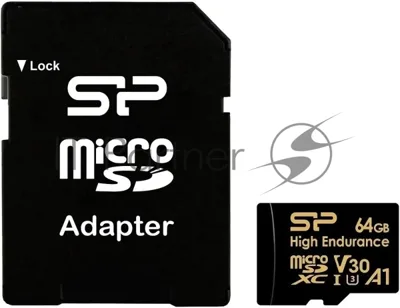 Флеш карта microSD 64Gb Silicon Power microSDHC Class 10 UHS-I A1 V30 U3 (SD адаптер) 100MB/s